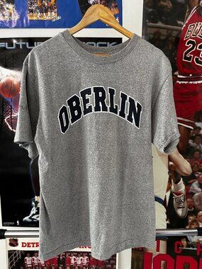 Oberlin College University Vintage 80s 90s Cotton Exchange Gray T-Shirt Size L